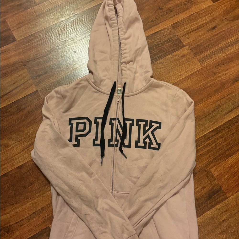 Pink Hoodie with Black Lettering